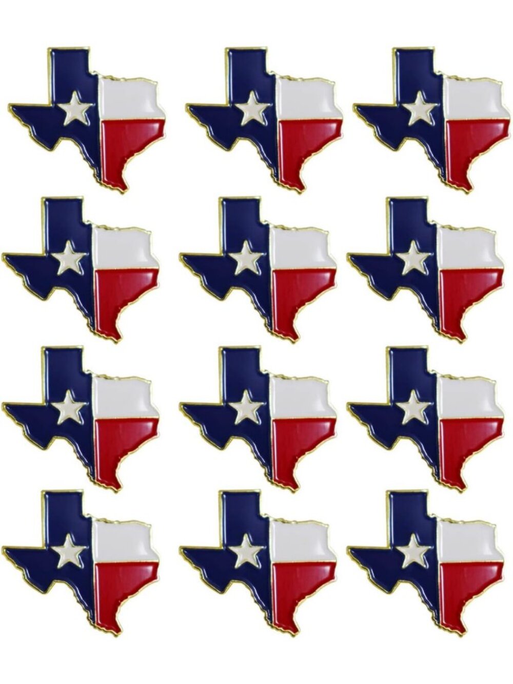 Texas State Lapel Pins - Patriotic Waving Flag & Map Pins, Bulk Souvenir Gifts